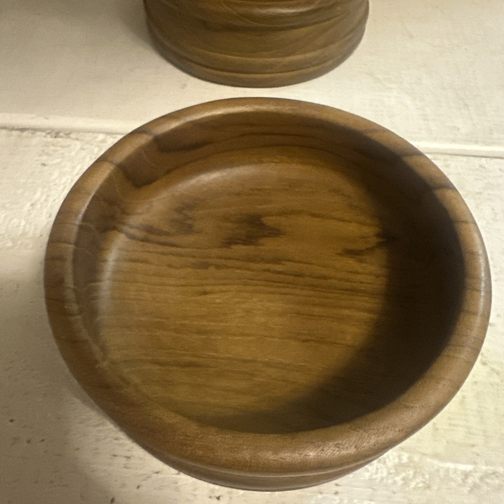 Vtg NOS 7pc Himark Teak Wood Gourmet Salad Bowl Set 1 Lg 4 Sm.Bowl & Servers - Picture 14 of 16